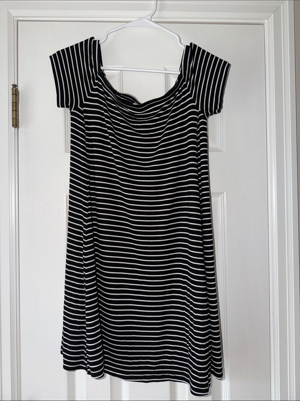 Black and White Striped Casual Dress